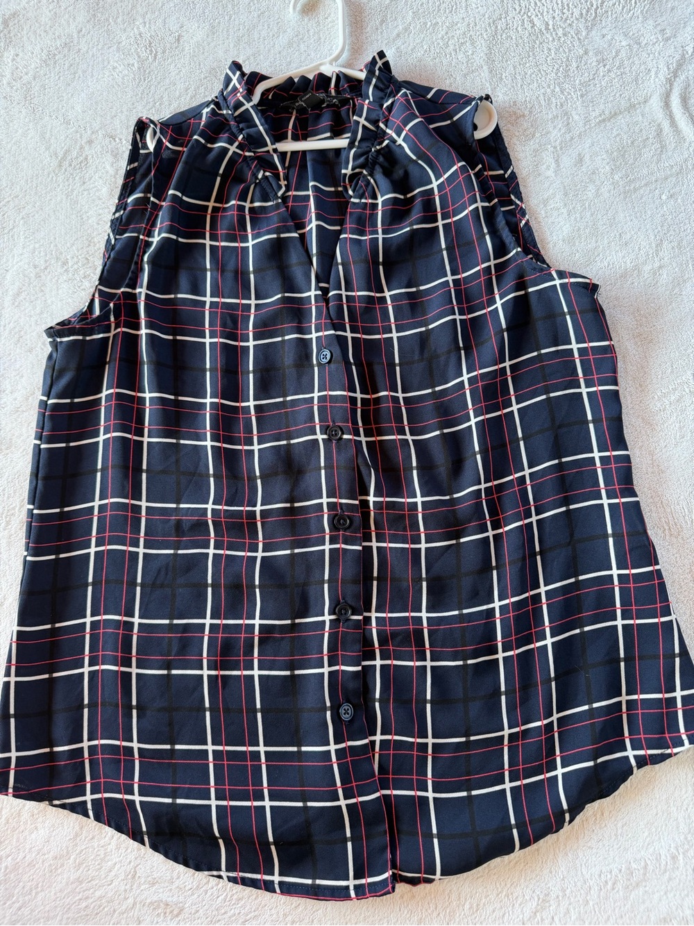 Banana Republic Navy Plaid Sleeveless Button-Front Top Size XS